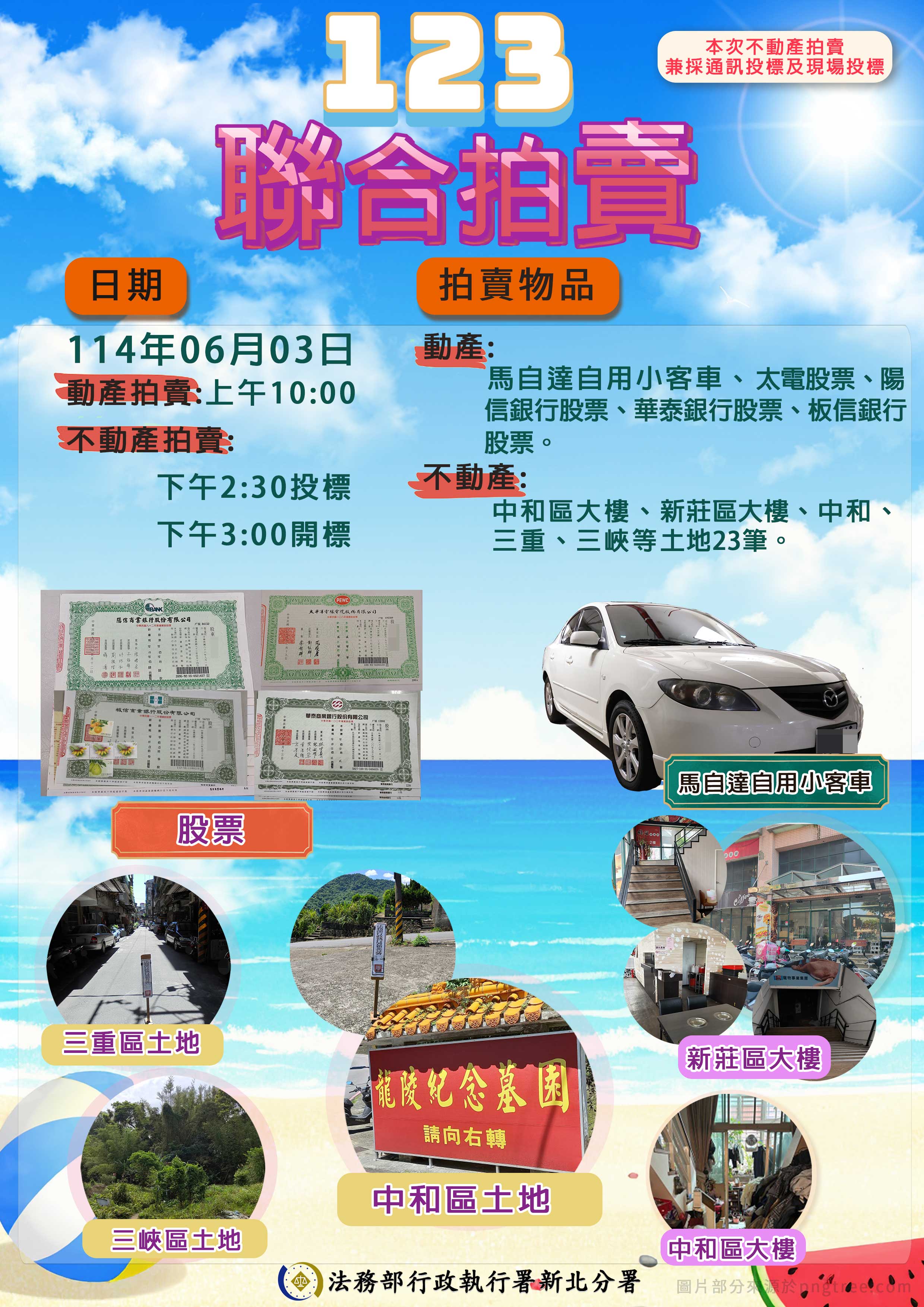 新北分署114年6月3日聯合拍賣會海報
